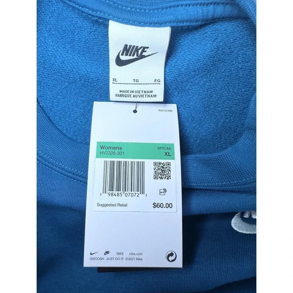 Nike *NEW* Women XL Sportswear Club Fleece‎ Loose Crewneck Sweatshirt Green Teal